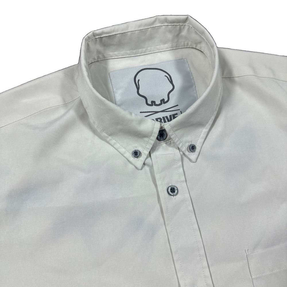 The Drive Clothing Mens XL Short Sleeve Button Down Shirt White Stretch